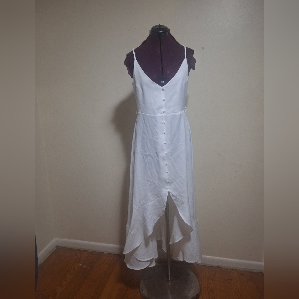 Nasty Gal White High Low front button Dress size 4
